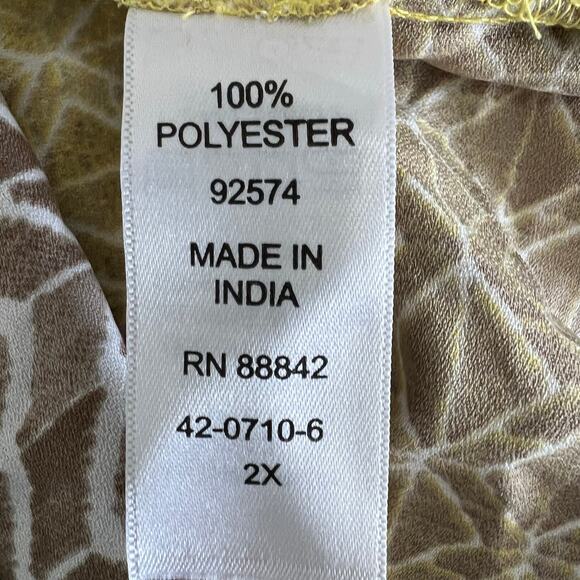 Catherines Cold Shoulder Yellow Brown‎ Blouse Size 2X - Picture 7 of 7